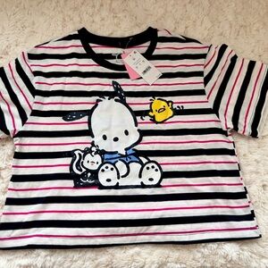Sanrio Black and Pink Striped Crop Top